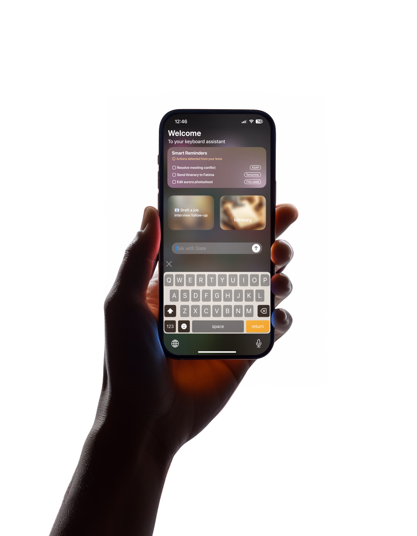 Slate keyboard assistant on an iPhone